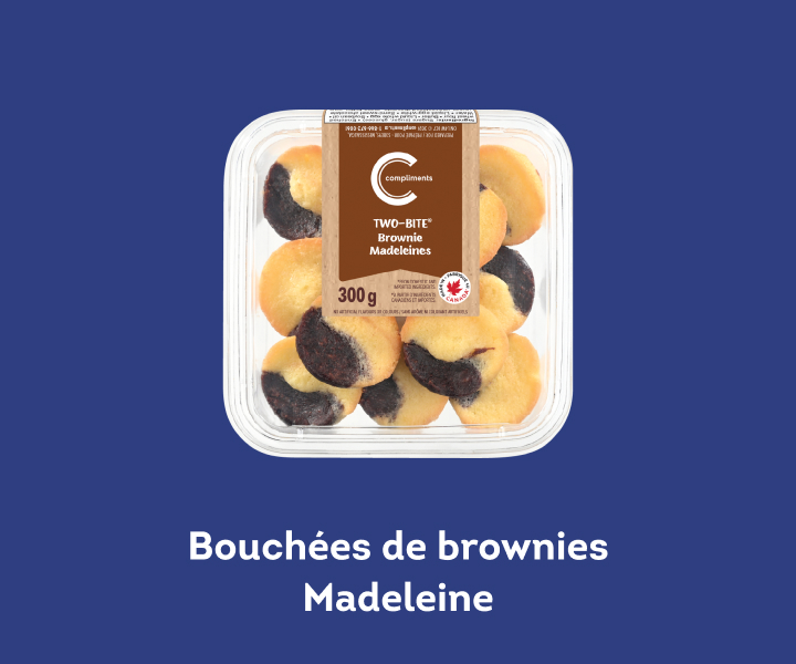 Paquet de madeleines au brownie à deux bouchées