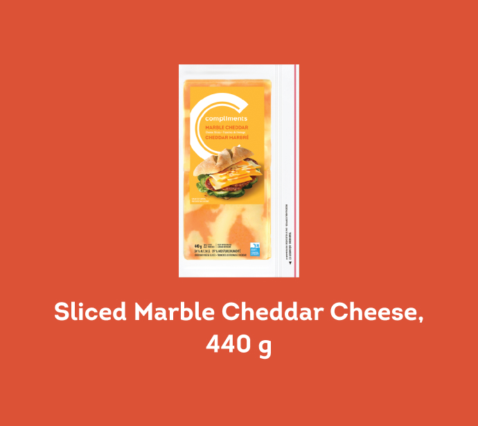 Sliced Marble Cheddar Cheese, 440 g