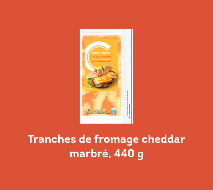 Tranches de fromage cheddar marbré, 440 g