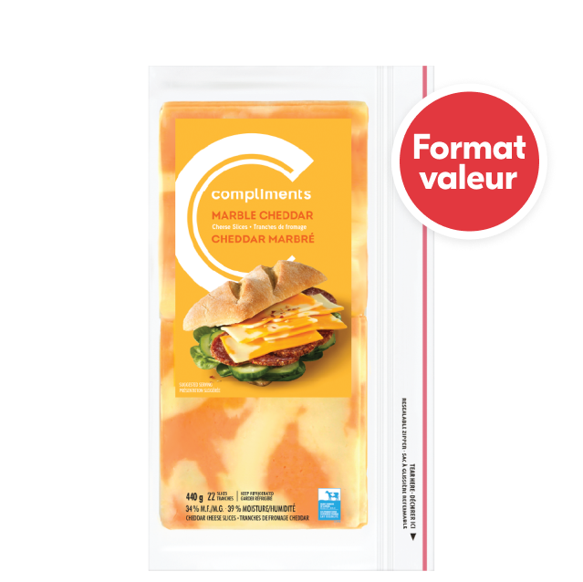 Paquet de format économique Fromage cheddar marbré Compliments